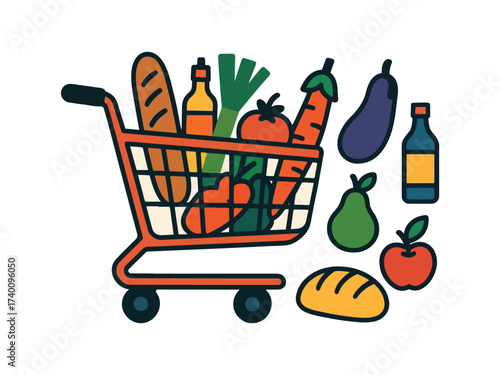 shopping cart with vegetables