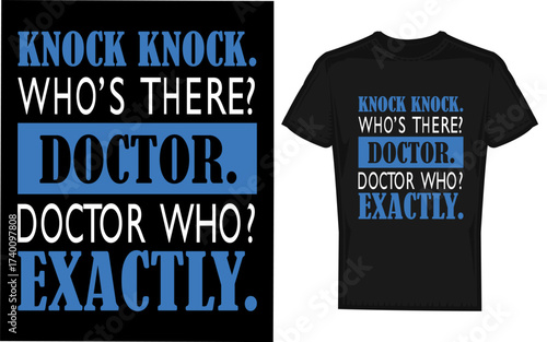 Funny knock knock joke silhouette doctor who s there illustration for humor and medical themes