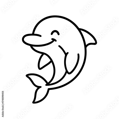 outline happy dolphin on a white background
Vector line icon animal character emotion, including joy and sadness