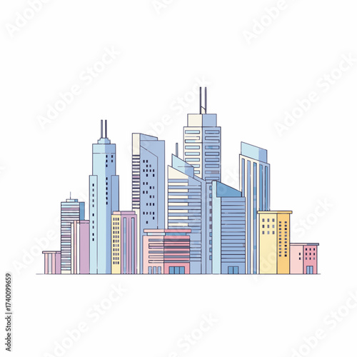 Modern City Skyline Vector Illustration