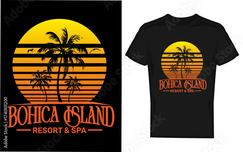 Funny retro bohica island resort and spa military veteran design with a distinctive silhouette style perfect for travel and patriotic themes
