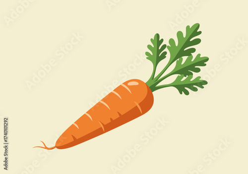 Vibrant Cartoon Carrot with Fresh Green Top.