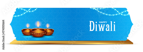 vector illustration of decorated diya for Happy Diwali holiday Hindu festival of India background