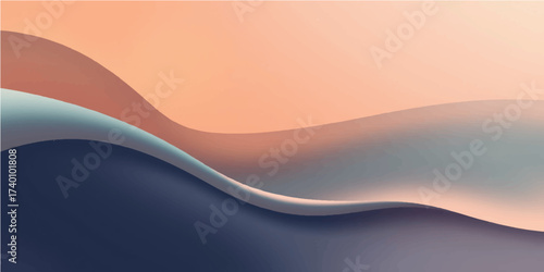 Abstract blue and orange wavy vector background with flowing curve lines and light texture for a modern business card template or website banner