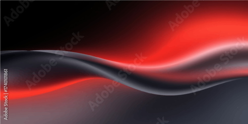 Abstract red wave motion design with flowing light lines and futuristic energy texture