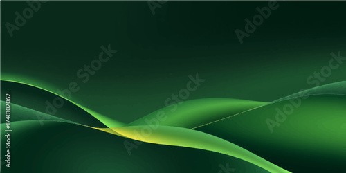 Abstract green wave vector design with smooth curve and light texture for an eco nature pattern background