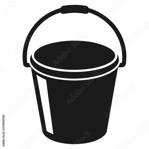 Illustration of a black bucket with handle and white outline