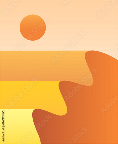 Sunset over desert dunes