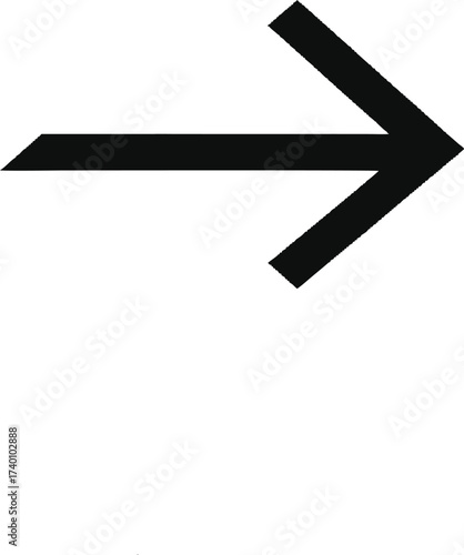 Vector art of black arrow pointing right, direction and navigation