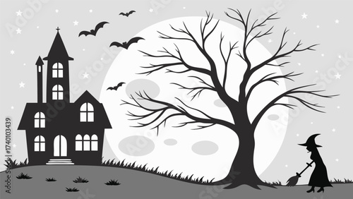 Spooky halloween themed vector design featuring classic holiday elements and bold typography