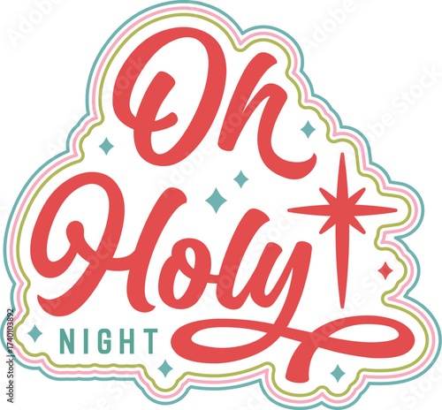 Oh holy night svg, Oh holy night retro SVG cut file, Christian Christmas svg, christmas hymn svg, cute christmas png - Commercial Use, Digital File, Christmas, Christmas Svg, Merry Christmas Svg