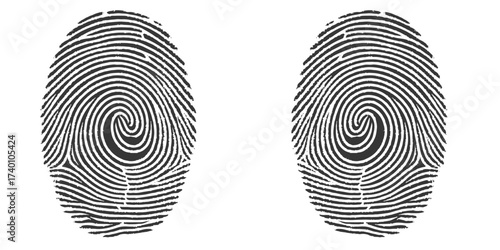 A unique vector illustration of a black fingerprint on a white background, symbolizing identity, security, and forensic evidence