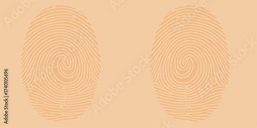 Vector illustration of a spiral fingerprint and footprint texture design for identity security