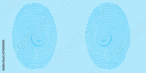The abstract fingerprint pattern on a blue or white background is a modern vector illustration of identity and security