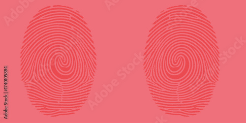 A biometric vector illustration of a fingerprint pattern with a red heart design symbolizes identity and security