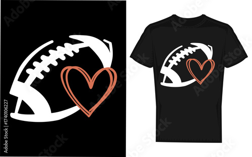 American football game day sweetheart silhouette design for apparel and fan gear celebrating sports spirit and team pride
