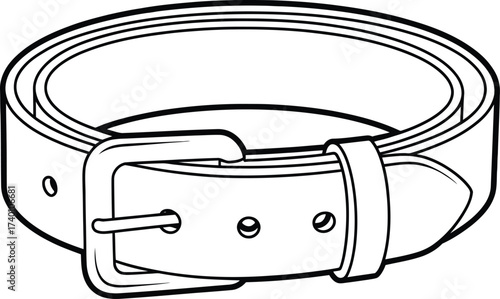 Classic Leather Belt with Buckle - Black and White Outline