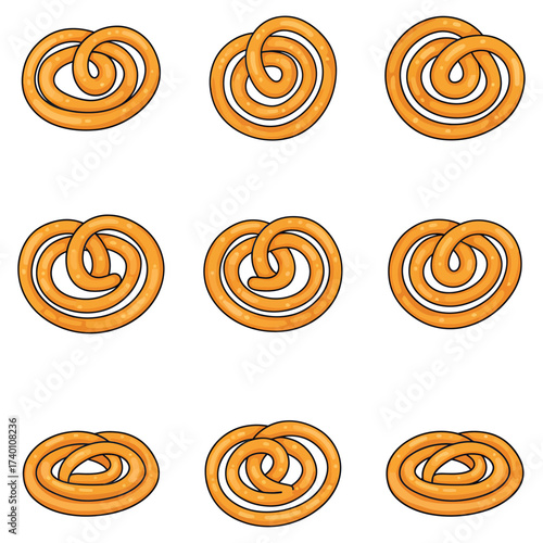 Delicious Sweet Indian Street Food Jalebi isolated on white background