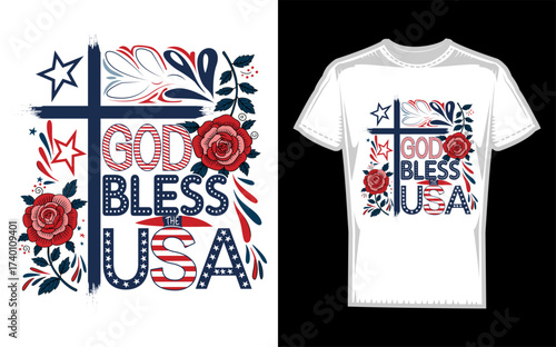 Retro god bless the usa independence day celebration silhouette isolated on transparent background