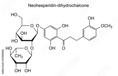 Chemical structure of neohesperidin dihydrochalcone, drug substance