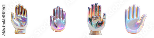 Colorful hand gesture emojis isolated on transparent background