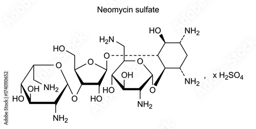 Chemical structure of neomycin sulfate, drug substance
