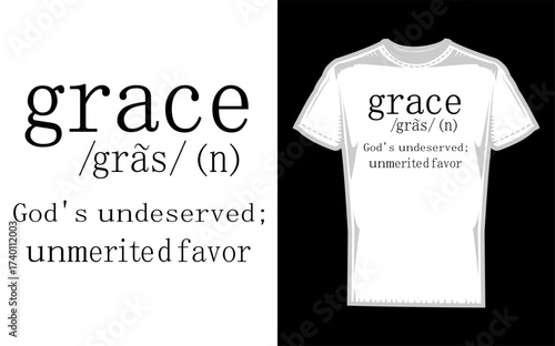 Inspirational silhouette design of god s undeserved unmerited favor with religious symbolism