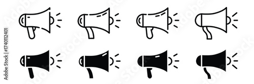 Megaphone icon solid & line style . loud speaker symbol vector illustration 