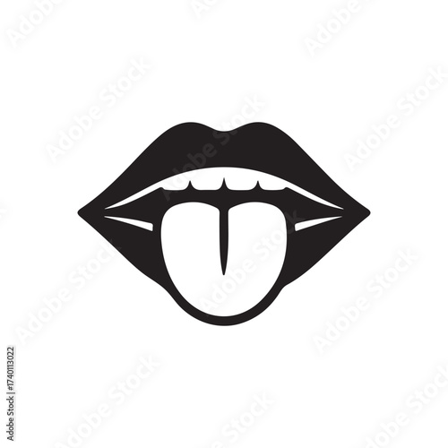 Stylized vampire mouth with forked tongue and fangs