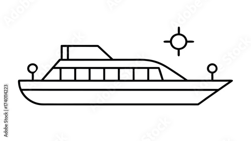 Minimalist solar powered boat line art