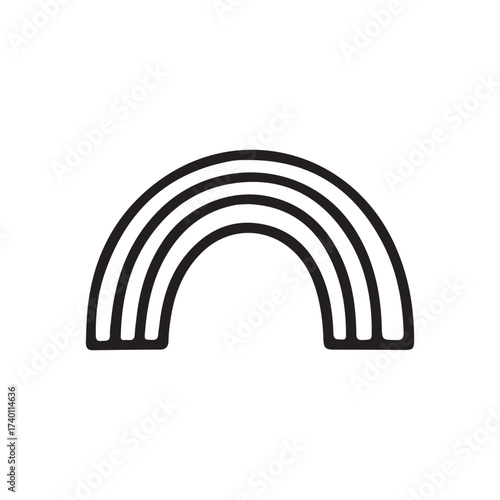 Simple black and white outline of a rainbow