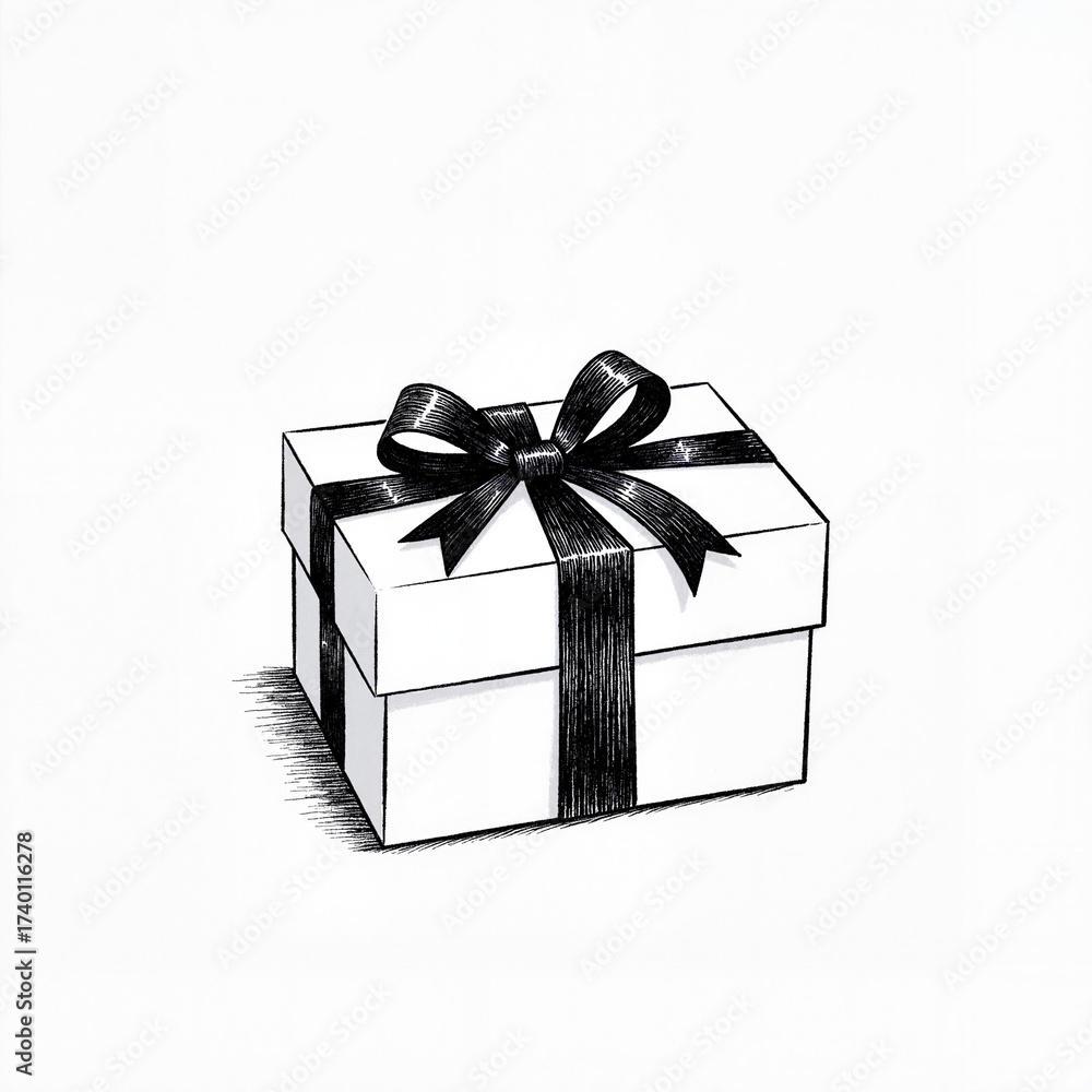Obraz premium Elegant gift box with bow on white background, professional illustration