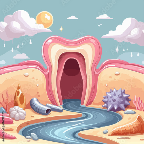 vector illustration of a cavity