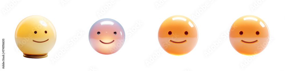 Fototapeta premium Colorful emoji faces isolated transparent background