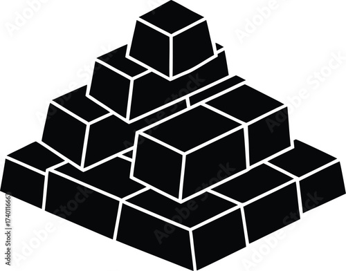 Pile of bricks silhouette vector art illustration