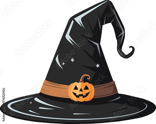 a stunning illustration of a black witch hat