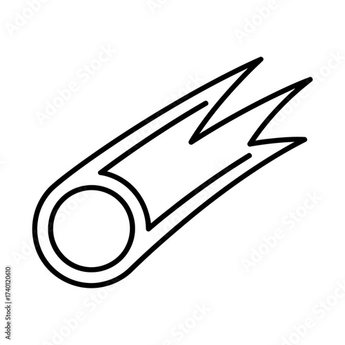 Abstract Comet Illustration, Celestial Body Streaking Across Space, Cosmic Phenomenon Icon, Vector Graphic Representation of a Meteoroid Event