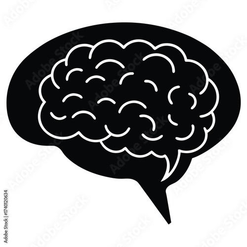 brain with speech bubble vector icon