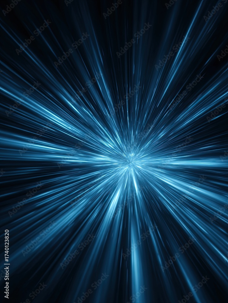 Naklejka premium Abstract radial background, motion effect with blue rays zoom effect,