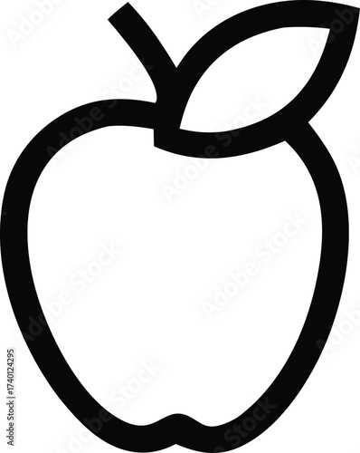 Simple outline icon of an apple with stem and leaf a versatile symbol for healthy food education and design projects