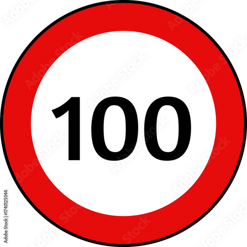Speed limit 100 km sign
