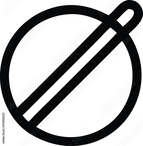Iconography symbol for prohibition or restriction circular symbol with diagonal line and segmented ellipse representation of a stoppage or ban