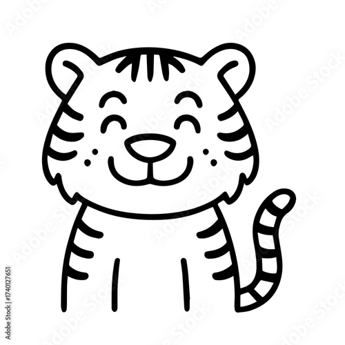 outline happy tiger on a white background
Vector line icon animal character emotion, including joy and sadness