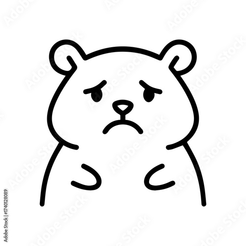outline sad hamster on a white background
Vector line icon animal character emotion, including joy and sadness