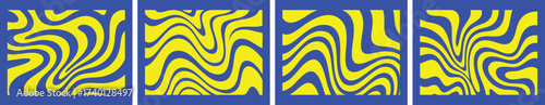 Stylish abstract art panels with vibrant blue and yellow curves design