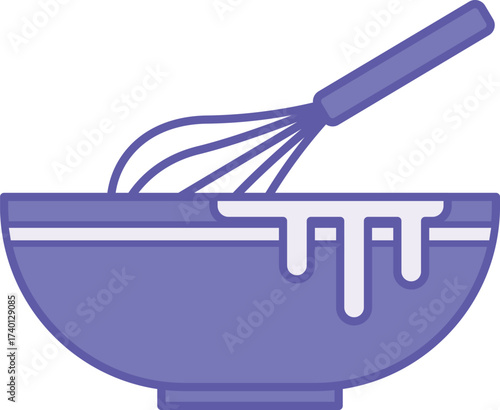 Colored Mixing Bowl Icon. Vector Illustration. Cooking Utensil or Dough Kneading Tool. Cooking Concept