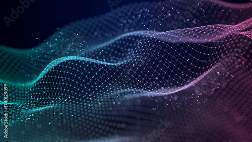 Futuristic sound flow wave. Equalizer for music. Data transfer. 3D rendering.