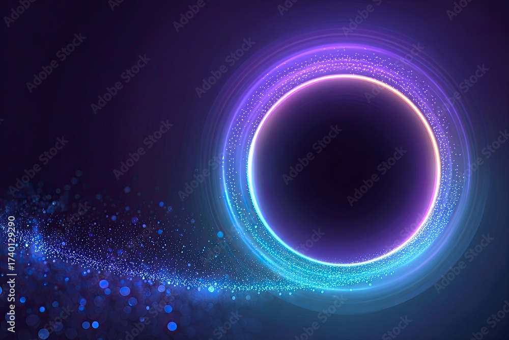 Obraz premium Modern futuristic neon abstract background. Big object in the center, space background