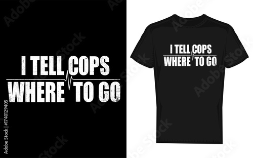 Humorous i tell cops where to go 911 dispatcher police silhouette design with yellow line accent