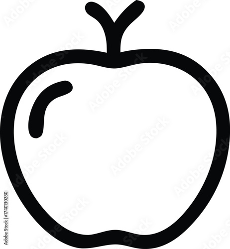 Simple outline icon of an apple fruit symbol representing healthy food and natural goodness for various designs